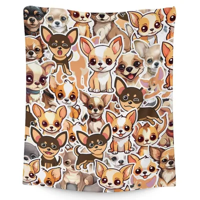 Chihuahua Pattern Collage Blanket for Tiny Dog Lovers
