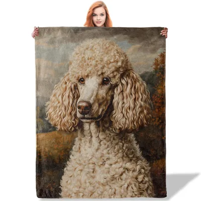 Poodle Portrait Painting Blanket: Elegant Canine Art for Your Home