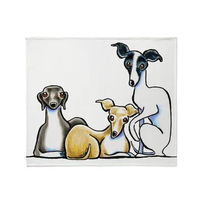Italian Greyhound Trio Drawing Blanket: Sketch of Three Sighthounds