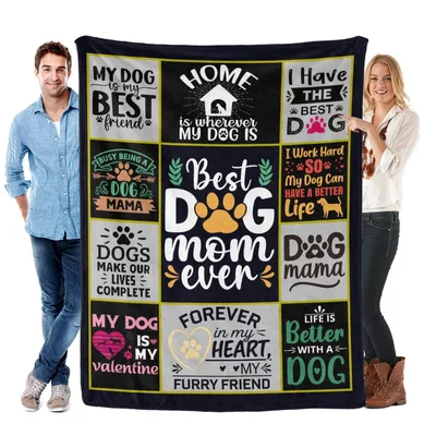 Best Dog Mom Ever Words Blanket Celebrating Furry Friend Love