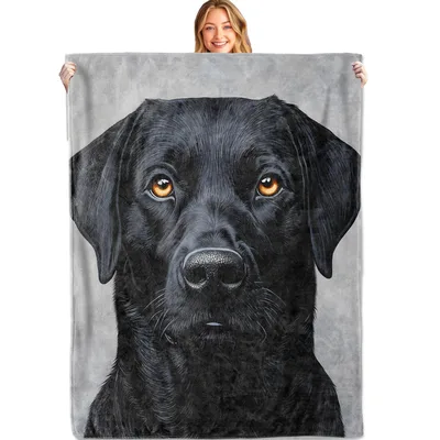 Black Lab Dog Portrait Blanket: Realistic Art for Pet Lovers