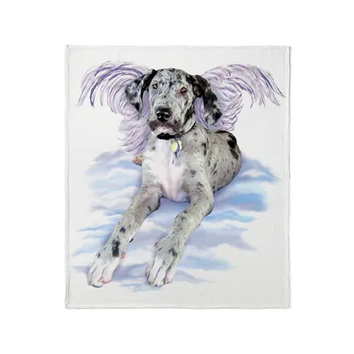 Merle Great Dane Portrait Blanket: Angelic Canine Art