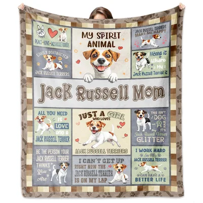 Jack Russell Mom Words Blanket for Terrier Lovers