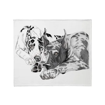 Two Great Danes Sketch Blanket