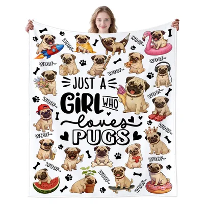 Just a Girl Blanket: Pug Lover Design for Dog Fans