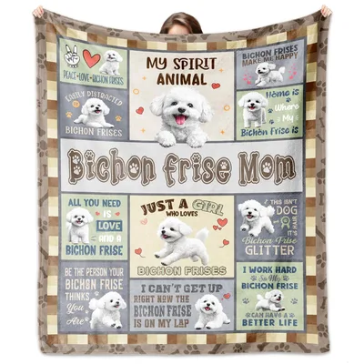 Bichon Frise Mom Collage Blanket: Praise Your Fluffy Companion