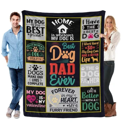 Best Dog Dad Ever Collage Blanket Celebrating Furry Friends