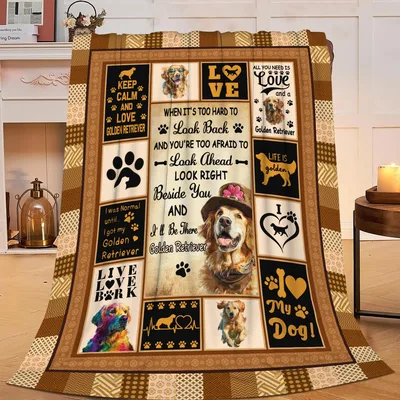 Golden Retriever Love Collage Blanket: A Patchwork of Paws and Phrases