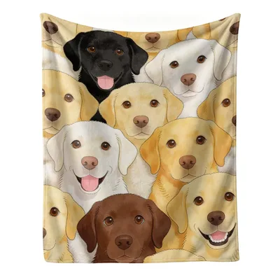 Labrador Faces Collage Blanket features a crowded pattern