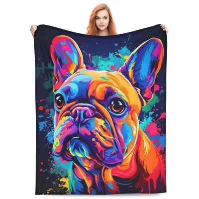 Colorful French Bulldog Pop Blanket: Vibrant Art for Dog Lovers