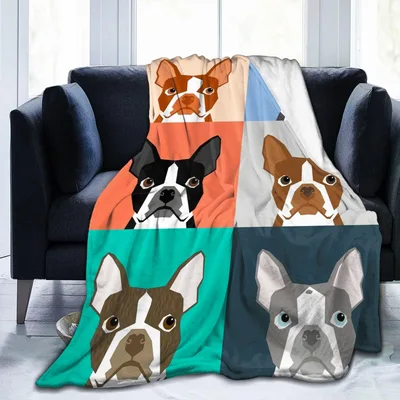 Boston Terrier Dogs Collage Blanket