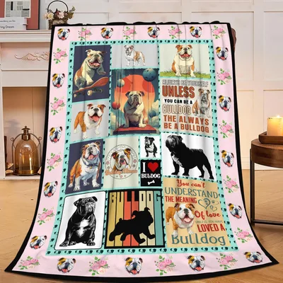 English Bulldog Words Collage Blanket: A Punny Tribute to Canine Love
