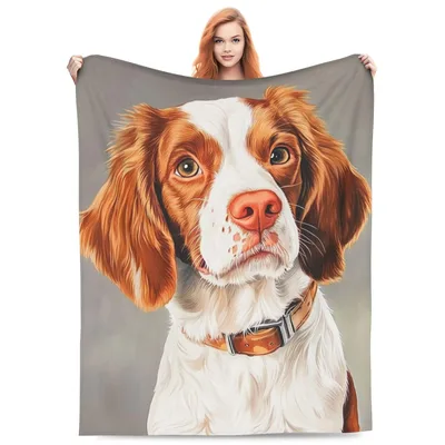 Brittany Spaniel Portrait Blanket: Realistic Dog Art for Lovers