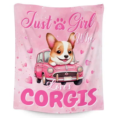 Just a Girl Who Loves Corgis Blanket with Pink Car Design