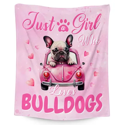 Just a Girl Blanket: Frenchie in Pink Car Design
