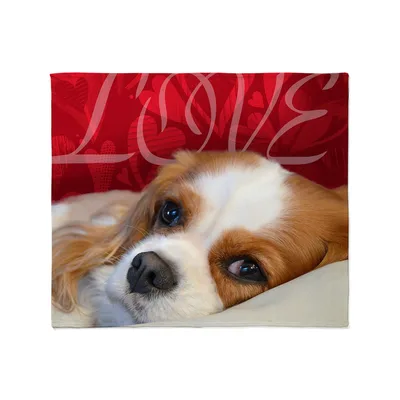 Puppy Love Blanket Featuring a Resting Cavalier King Charles Spaniel