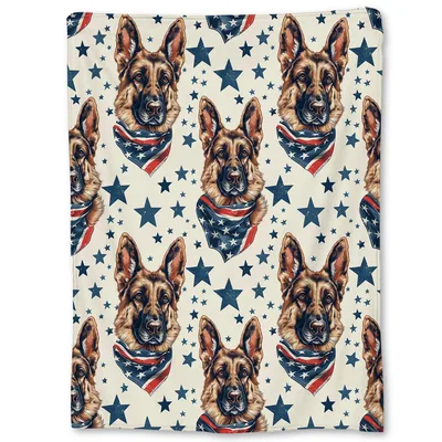 Patriotic German Shepherd Stars Blanket featuring patriotic canines