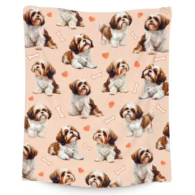Shih Tzu Dogs Pattern Blanket for Lovers of Fluffy Canine Companions