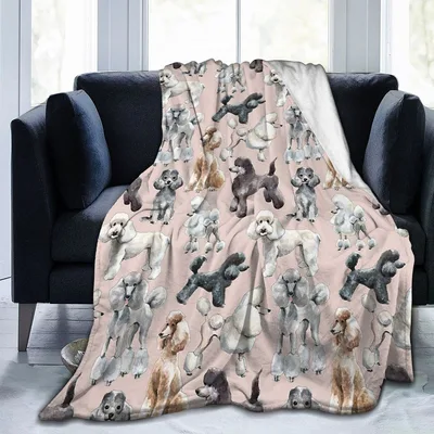 Poodles Dogs Pattern Blanket: Watercolor Poodle Print for Dog Lovers