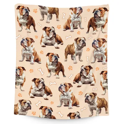 Bulldog Pattern on Peach Blanket for Dog Lovers
