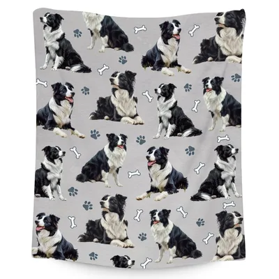 Border Collie Pattern Blanket: A Repeat Print of Black and White Dogs