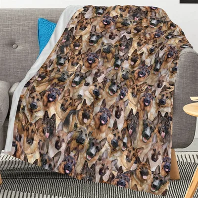 German Shepherd Dog Face Blanket: A Collage of Canine Smiles