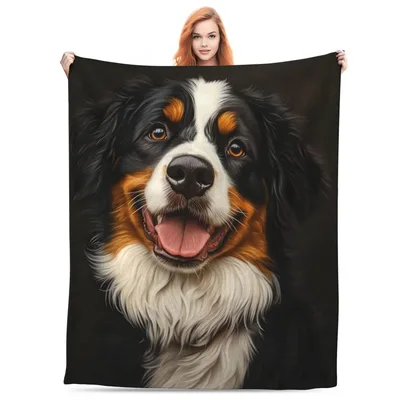 Bernese Mountain Dog Portrait Blanket No. 2: Happy