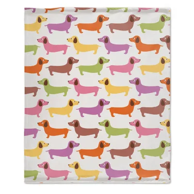 Colorful Dachshund Pattern Blanket for Sausage Dog Lovers