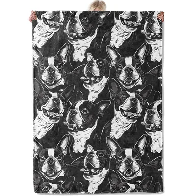 Boston Terrier Pattern Blanket: Graphic Dog Print for Lovers