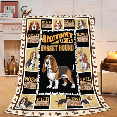 Anatomy of a Basset Hound Blanket: Funny Dog Anatomy Chart Design