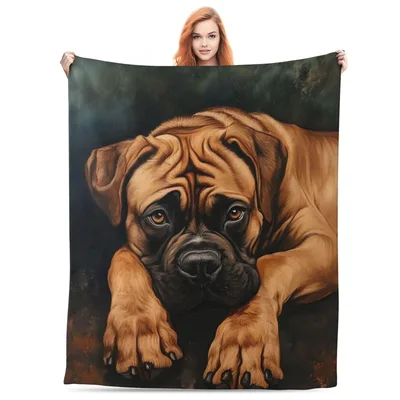 Bullmastiff Dog Portrait Blanket: Realistic Mastiff Art for Lovers