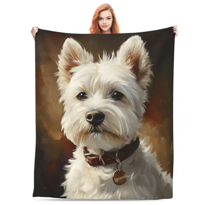 West Highland Terrier Portrait Blanket: Classic White Dog Art