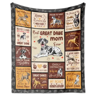 Great Dane Mom Quotes Blanket Celebrating Giant Dogs