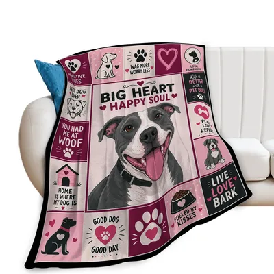 Big Heart Happy Soul Blanket: Pitbull Collage Design