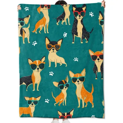 Chihuahua in Sunglasses Pattern Blanket for Cool Dog Lovers