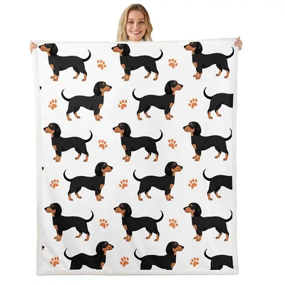 Dachshund Paw Print Pattern Blanket: Sausage Dog Design for Lovers