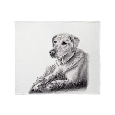 Yellow Lab Pencil Sketch Blanket: Artistic Dog Portrait