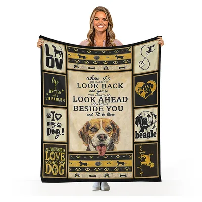 Beagle Dog Love Quote Blanket: Beside You Design for Hound Lovers