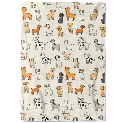 Cute Dogs Pattern Cream Blanket for Puppy Lovers and Home Decor