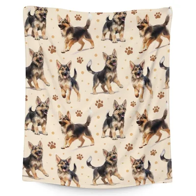 Small Animal Blanket: German Shepherd Puppy Pattern Throw