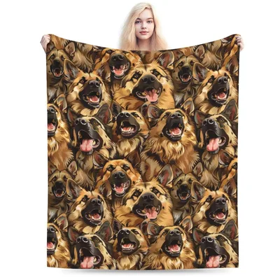 Dog Face Pattern Blanket: German Shepherd Art for Lovers