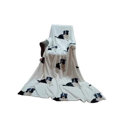 Black and White Dog Pattern Blanket with Cool Glasses