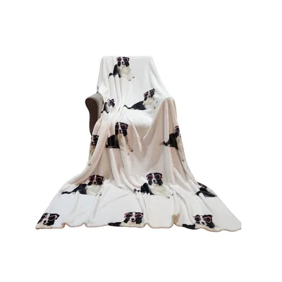 Black and White Dog Blanket: Stylish Canine with Pink Glasses