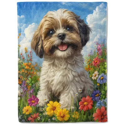 Shih Tzu in Flower Blanket