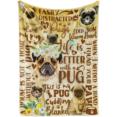Pug Watercolor Cuddling Blanket: A Home Without a Pug