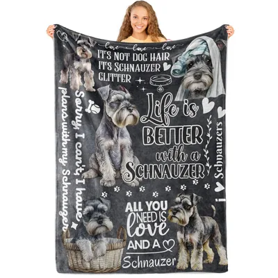 Life Is Better with a Schnauzer Blanket: Watercolor Dog Art