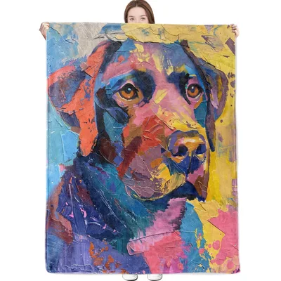 Abstract Labrador Retriever Painting Blanket featuring a colorful