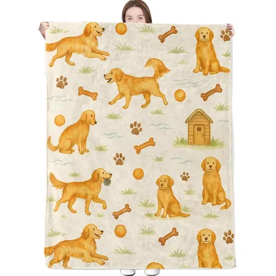 Golden Retriever Bones Blanket: Watercolor Dogs and Toys