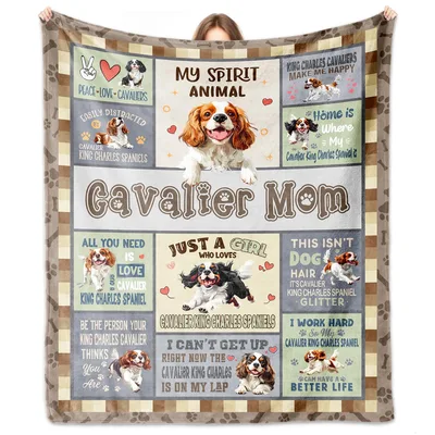 Cavalier Mom Dog Lover Blanket: My Spirit Animal Collage Design