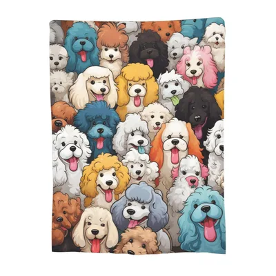 Cute Cartoon Poodles Pattern Blanket for Dog Lovers